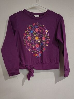 Girls' Purple Floral Graphic Tie-Hem Sweatshirt